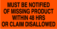 Must Be Notified Of Missing Product Within 48 Hours