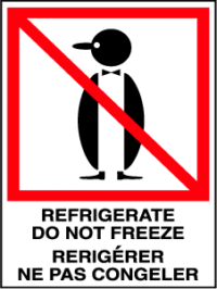 Refrigerate Do Not Freeze, Refrigerer Ne Pas Congeler