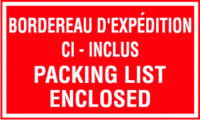 Packing List Enclosed, Bordeau D'Expedition Ci - Inclus