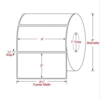 4'' x 2'' Perforated White Desktop Thermal Transfer  Labels